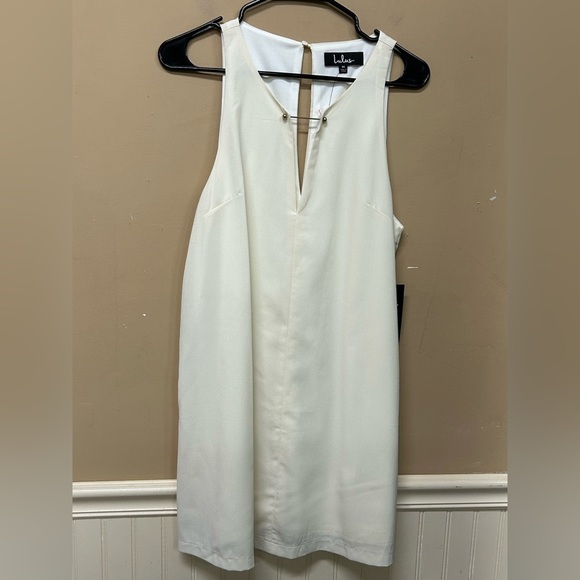 Lulus V Neck W Bar Cream Sleeveless Dress Size M NWT - Picture 1 of 8
